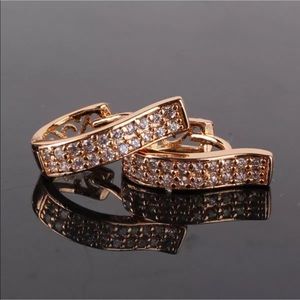 18K rose gold filled round white topaz earrings